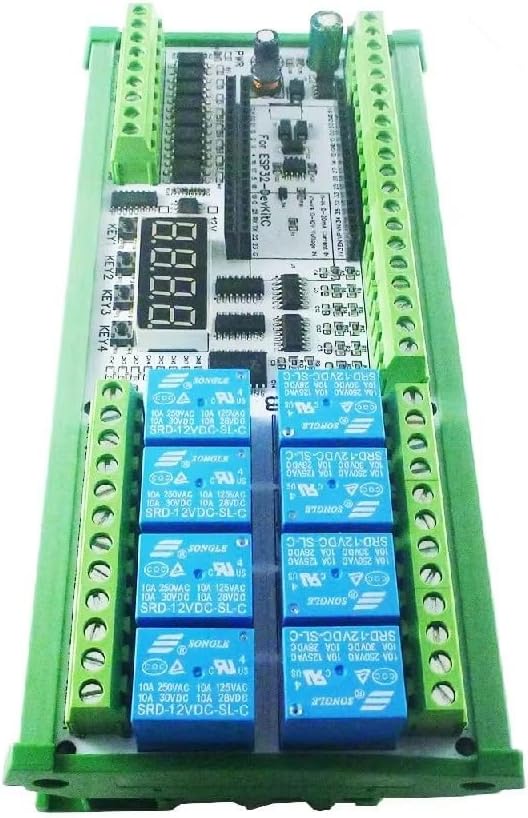 ESP32 Expansion Board WiFi RS485 8Relay 4-20mA 0-10V Input for Arduino PLC Industrial Automation Smart Home DIY Arduino Web MQTT Ethernet Network (12V Relay with Shell)
