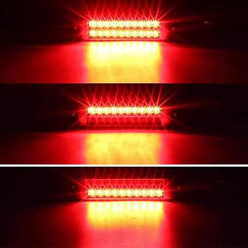 Miniatura 2 de Partsam 2 barras de luz LED de 8 14 pulgadas para remolque, color rojo, 20 luces LED cromadas para montaje empotrado, barra de luz trasera de