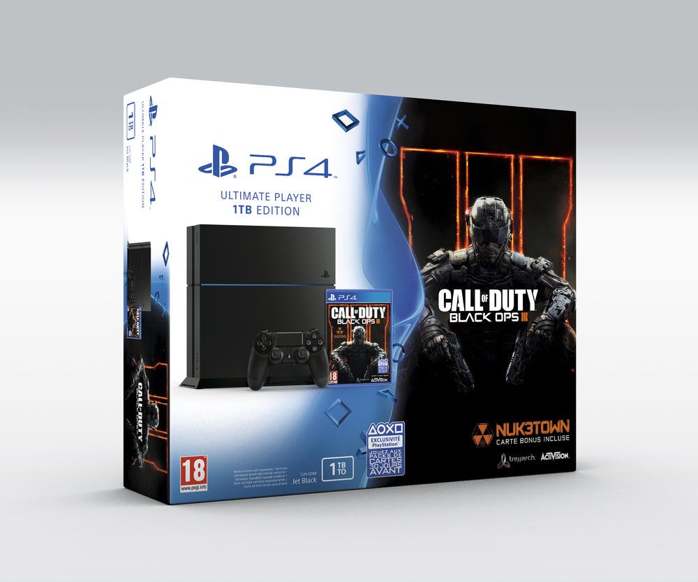 Console PlayStation 4 1 To Jet Black + Call of Duty : Black Ops III - [Edizione: Francia]