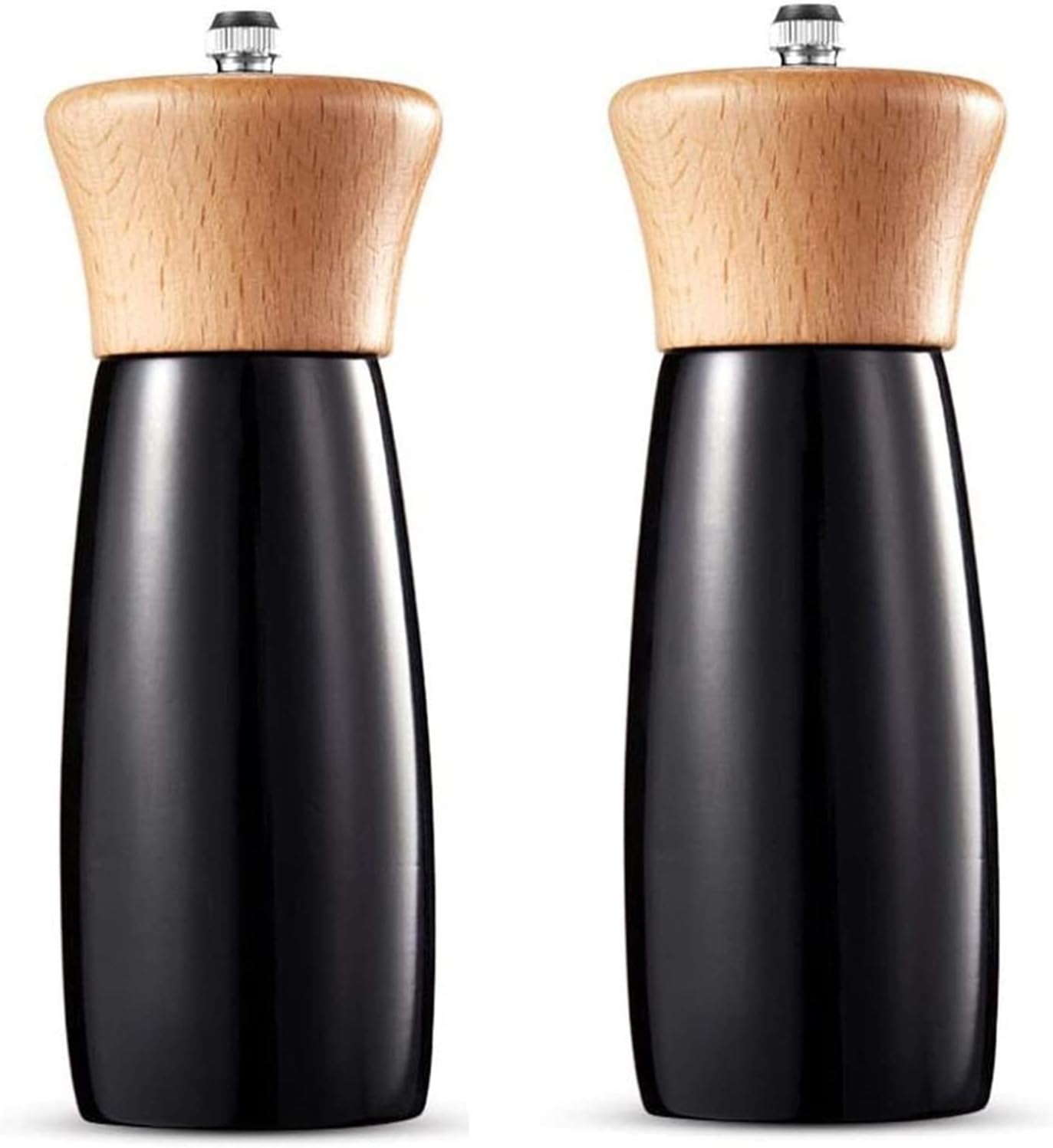ペッパーミル 手動塩とスパイスミル、詰め替え可能な塩とコショウシェーカー、簡単に充填、2個セット 散らからないペッパーグラインダー
