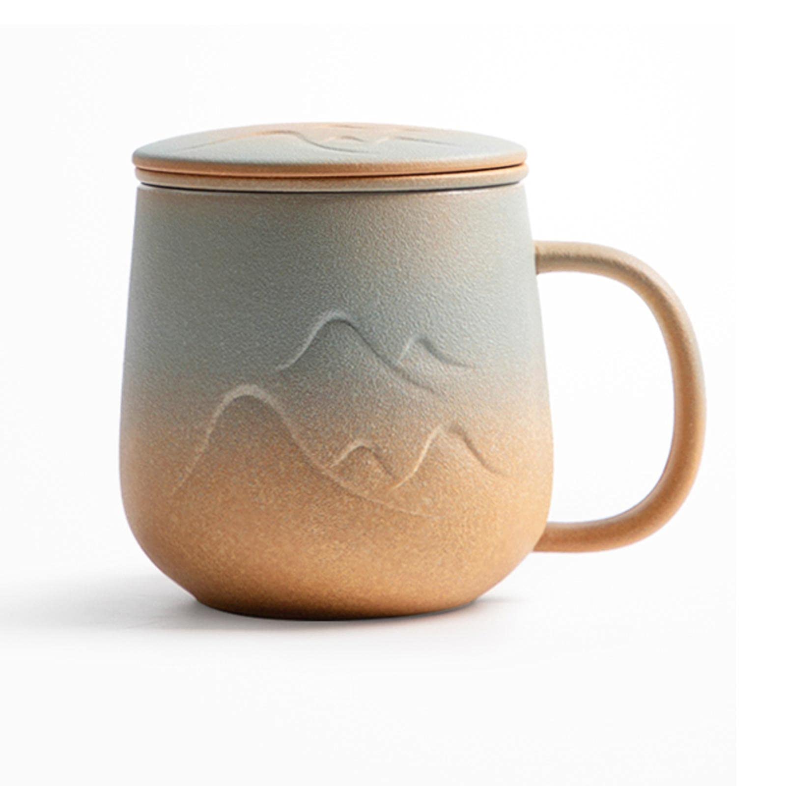 Tasse en céramique avec filtre tasse à thé avec couvercle tasse à eau pour la maison, tasse à thé pour le bureau, tasse à thé 334,5 g, trois couleurs disponibles tasse à café (couleur : gris)