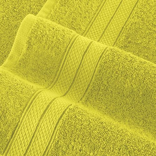 Image of Elegant Comfort Luxury 6-Piece Towel Set, Premium Soft 100% Turkish Cotton, Three Line Popcorn Design 2 Bath Towels, 2 Hand Towels and 2 Washcloths Towel Set - Quick-Drying and Absorbent, Yellow