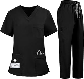 Scrubs For Women V-Neck Workwear Top and Cargo Pants Medical Scrubs Female Nurse Uniform