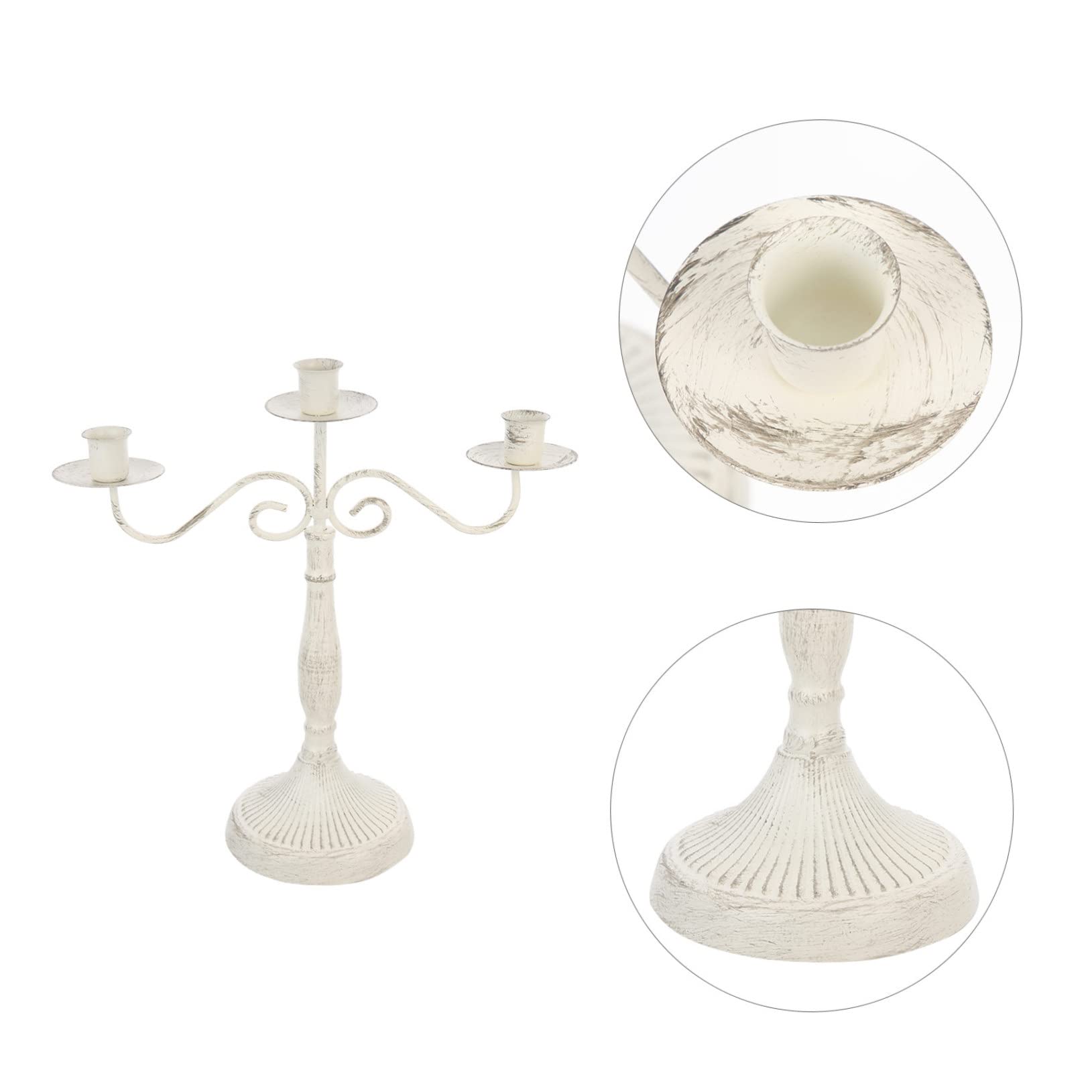 Candelabro Vintage in Ferro Bianco, Design Multi-testa per Tavolo