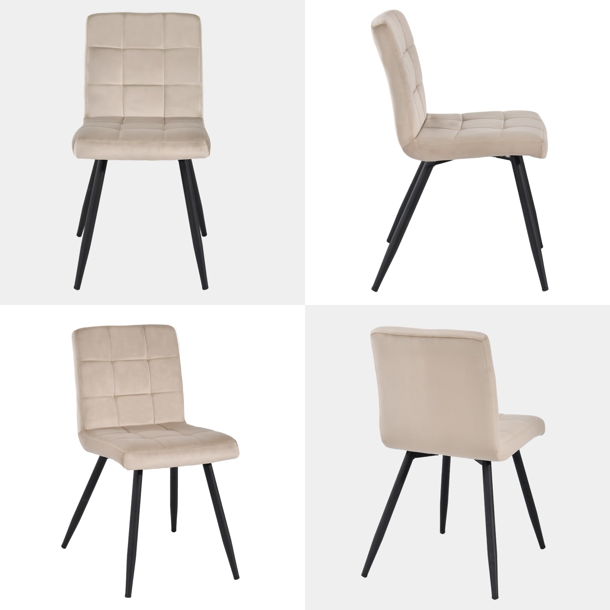 Duhome Sedie da sala da pranzo set 4er set da cucina sedia soggiorno sedia in velluto con schienale, telaio realizzato con design della sedia imbottita in metallo, beige