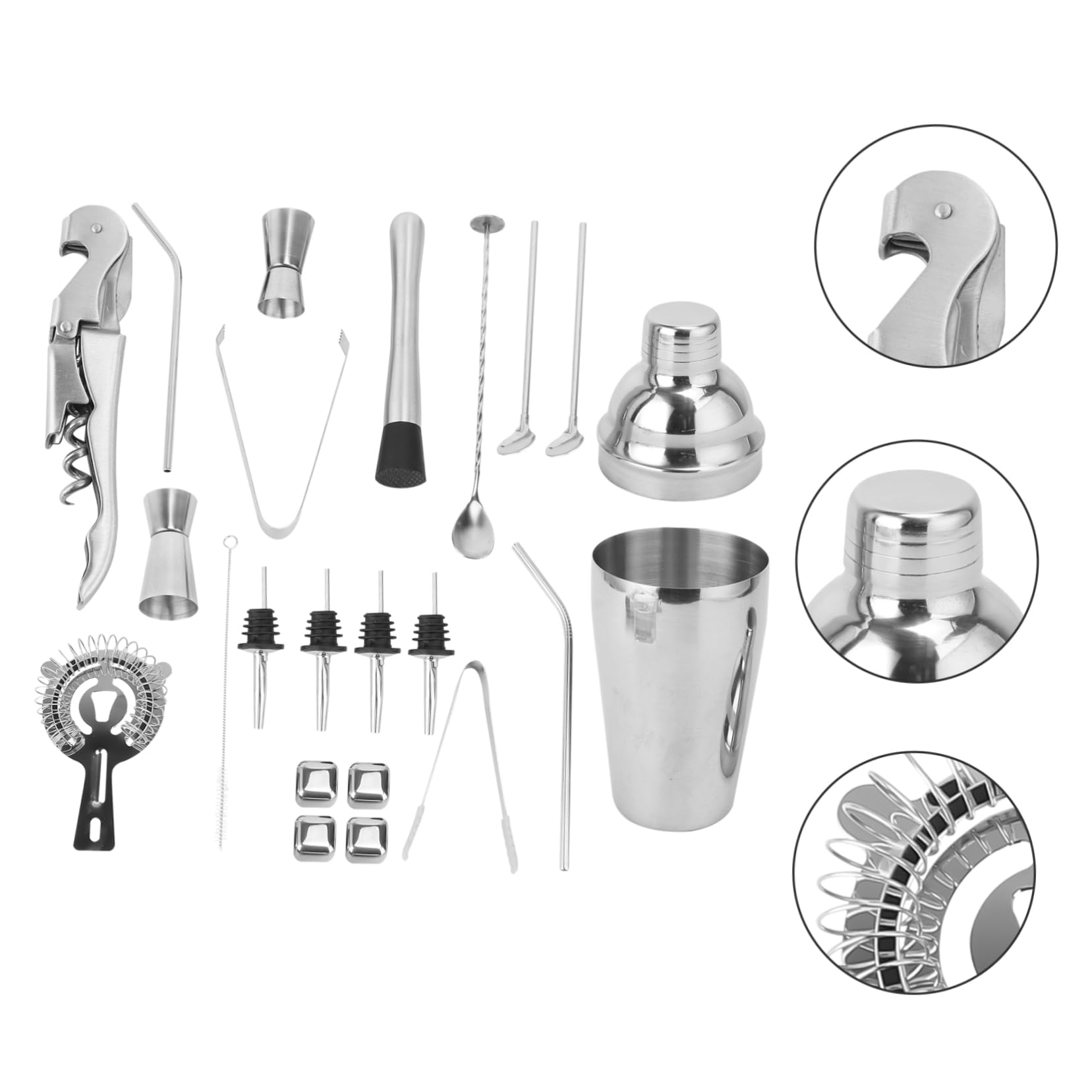 22piezas Coctelera Vaso Medidor Equipo Para Cócteles Herramientas De Barman Acero Inoxidable Duradero