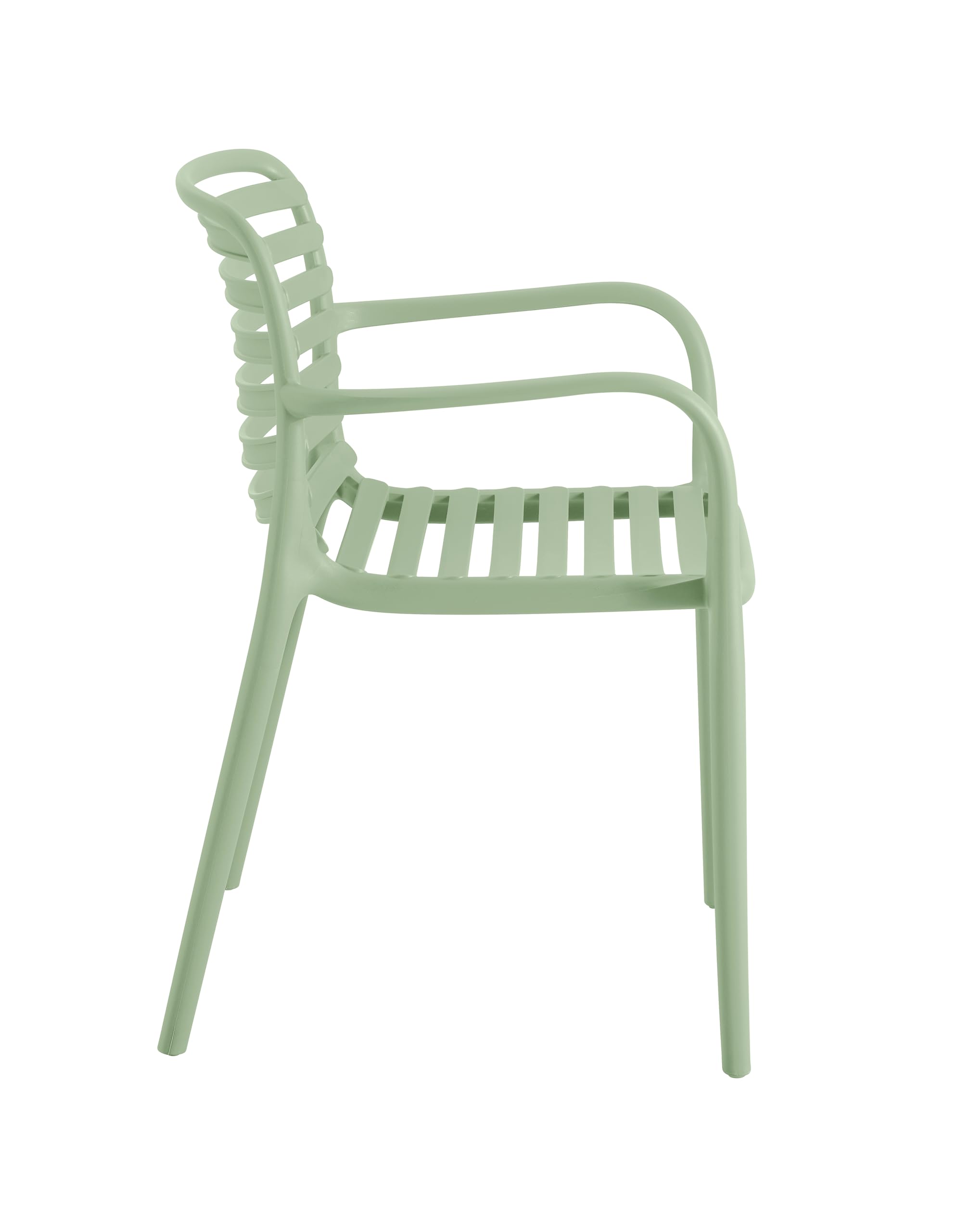 METRO Professional Silla Apilable Elaria con Reposabrazos, Polipropileno, 56x56x80 cm, Resistente UV, Verde Aguacate