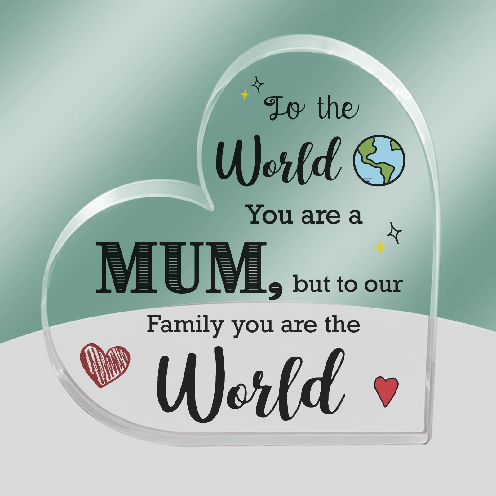 Heart Mothers Day Plaque | 10x10cm Acrylic Gifts for Mum Plaque | Sentimental Mum Gifts for Mother's Day from Son or Daughter | Mom Mummy Mam Presents for Birthday & Christmas