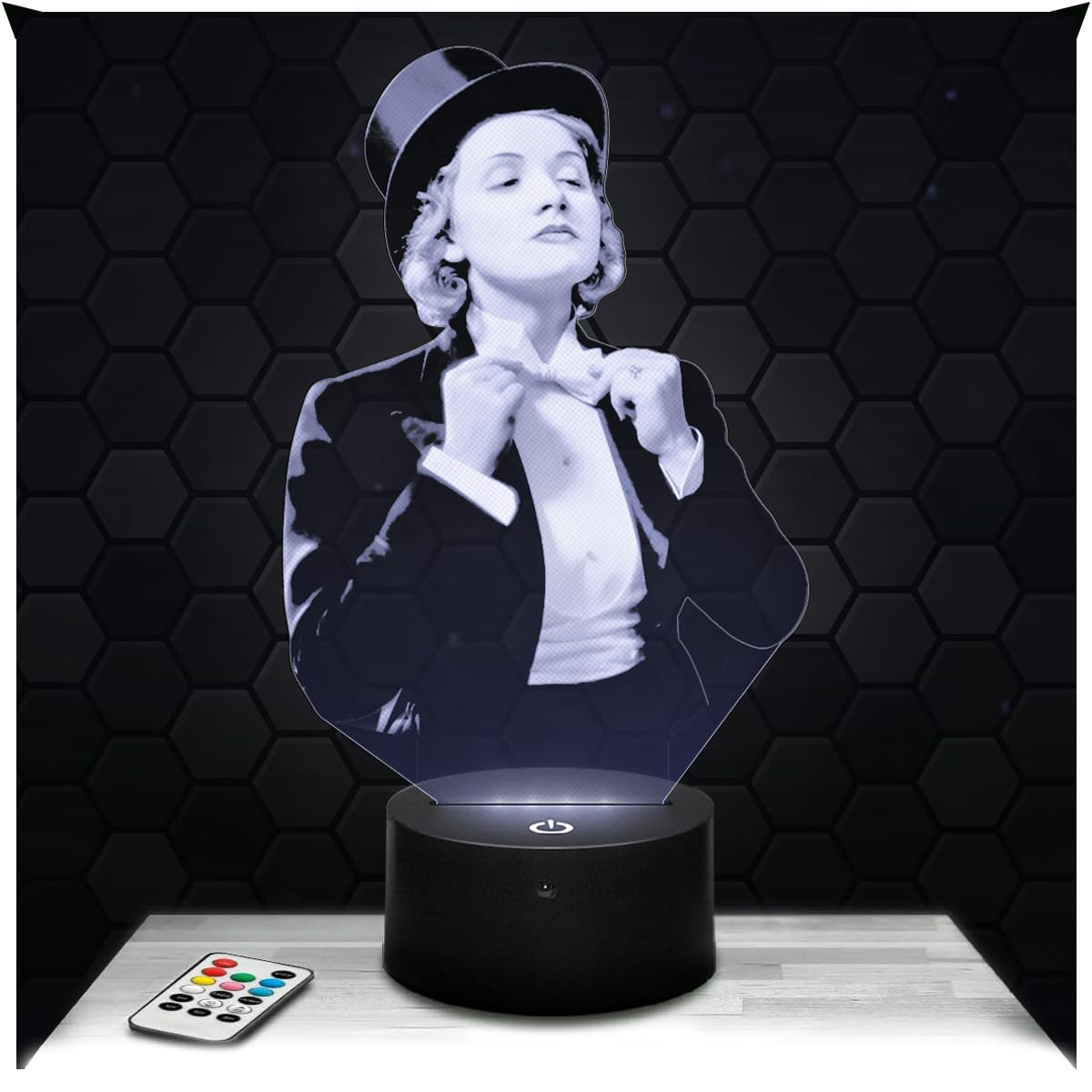 Lampephoto.fr - Marlène Dietrich 3D Lamp, Night Light 3D LED Illusion Lamp, Film Series, Gift idea for Boy's and Girl's Room, Night Light for Children's and Adult's Bedroom Original Gift for Christmas