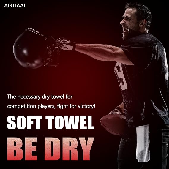 Cotton White Football Towel Quarterback - Hand Towels with Hook and Loop Closure - Versatile Sports Towels for Softball, Gym, Yoga, Golf - Men, Women, Youth