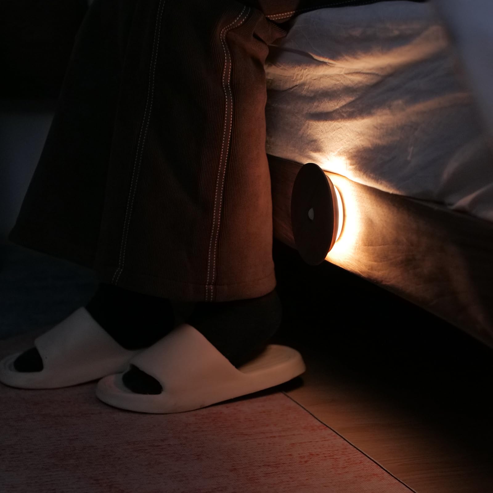 Vadifula Motion Sensor Night Light Wood Rechargeable Battery Powered Stick-On Step Lights Magnetic Closet Warm Nightlight for Hallway — view 6