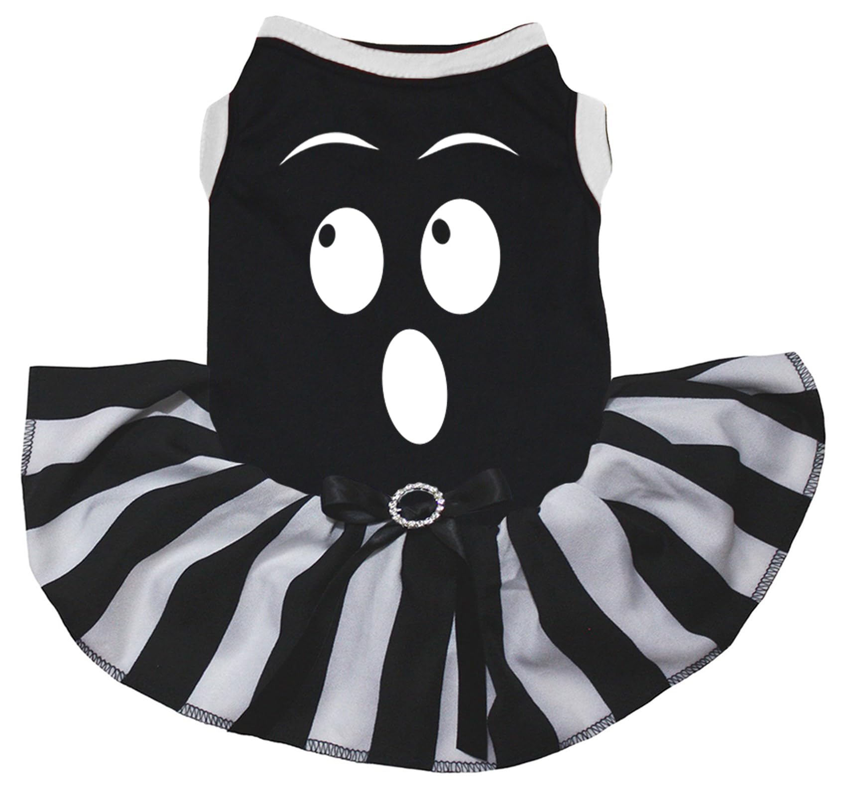 Robe pour chiot motif Cute Ghost Face noir rayé vêtement chien taille XXL