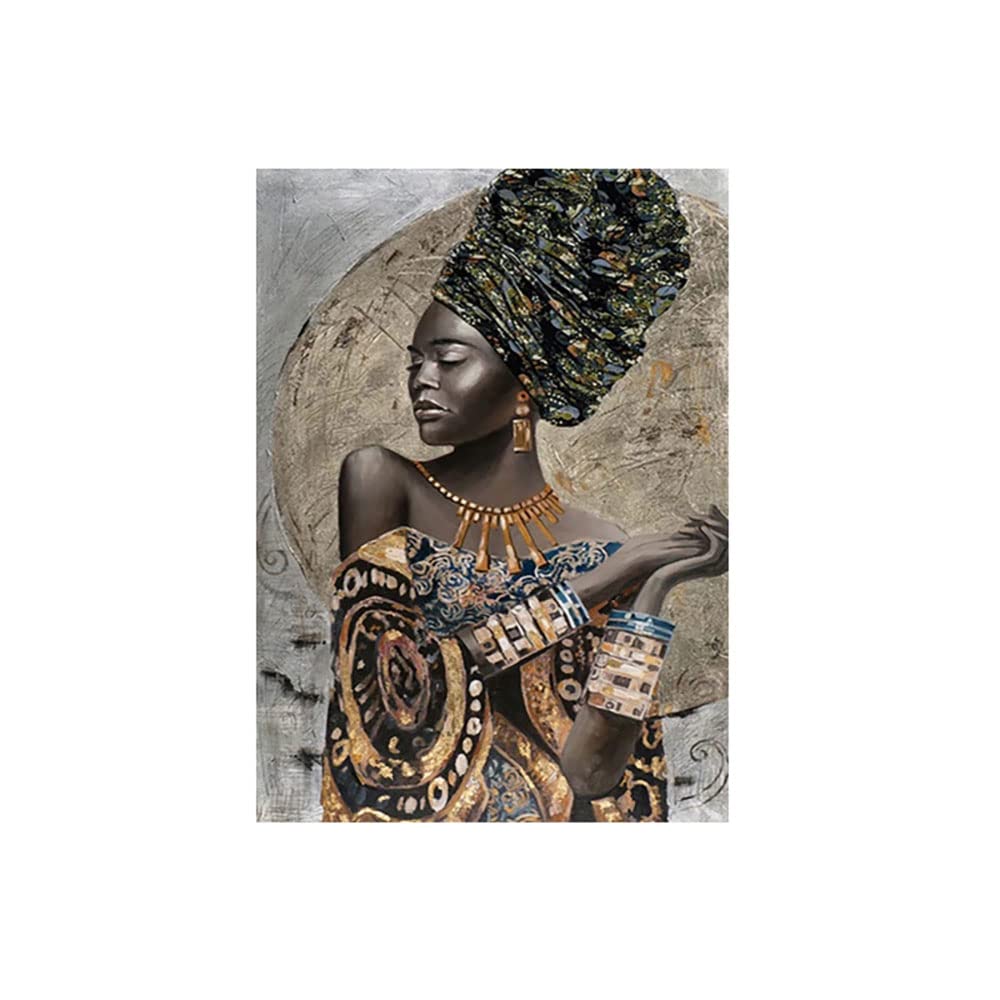 Toile femme noire africaine abstraite 100x160 cm pour salon