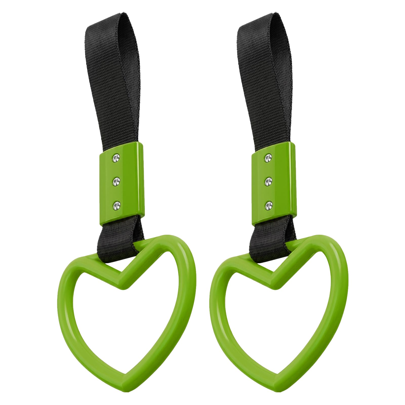 2PCS Heart Shaped Car Handle Straps, Rear Bumper Warning Keychain Ring for Car Exterior Accessories (Green)