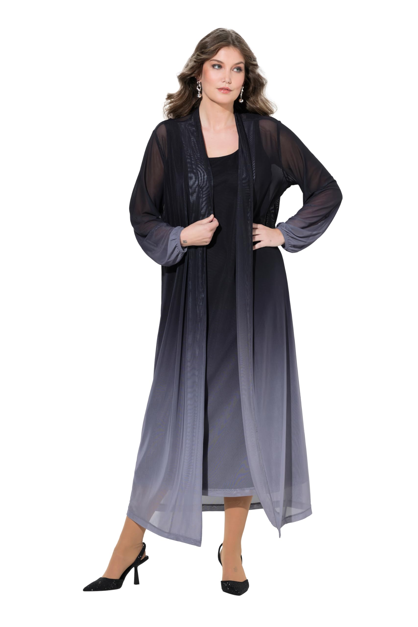MIAMODA Damen große Größen Übergrößen Plus Size Jacke, gerade Passform, Mesh mit Farbverlauf 838766