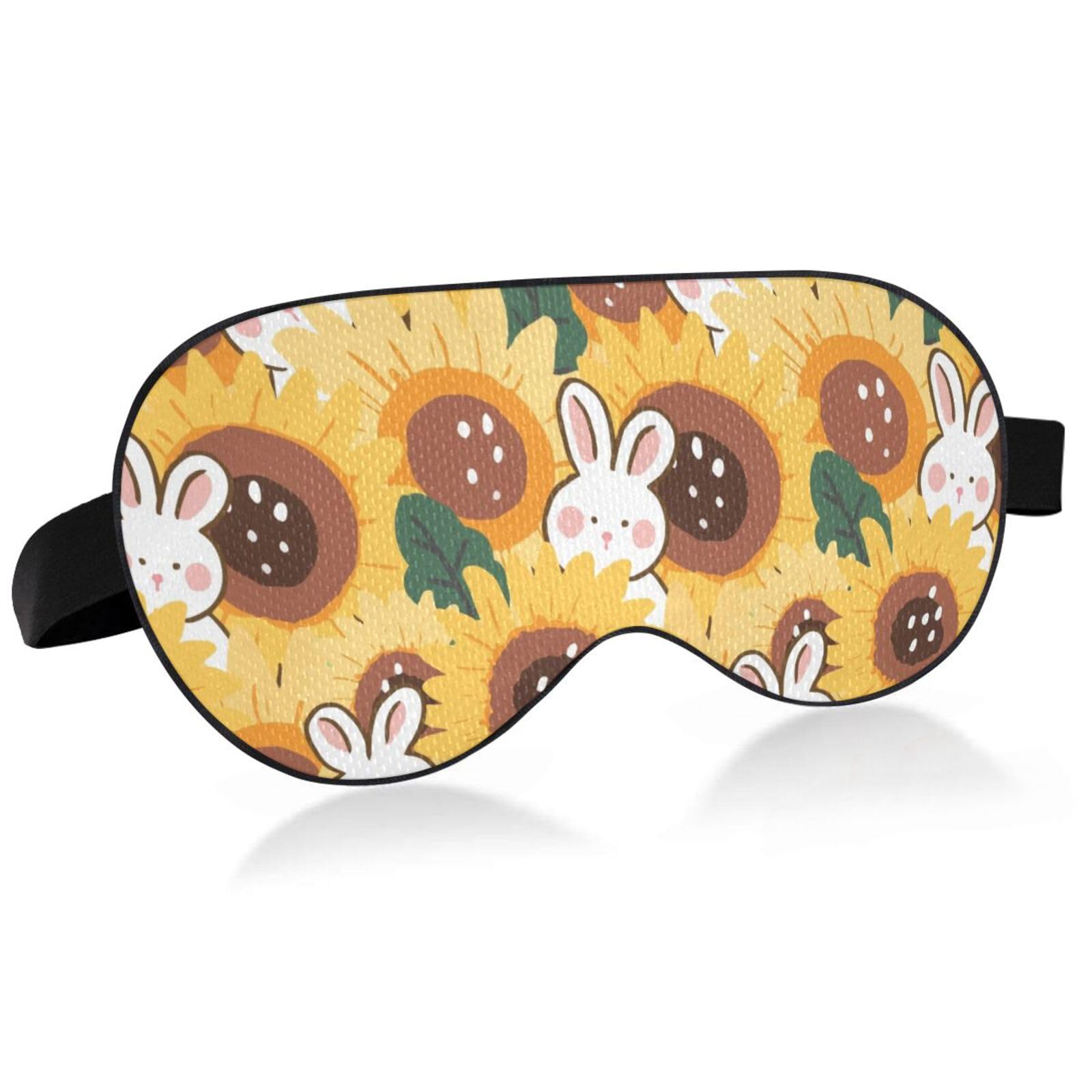 Light Blocking Eye Mask Breathable and Adjustable Adult Men and Women Travel on Business Trips Yoga Meditation Light Smooth Comfortable Eye Mask Office Deep Sleep Goodies Rabbit and Sunflo