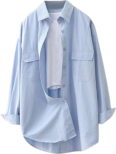 Miniatura 7 de Camisas de manga larga para mujer, 2023, para primavera, verano, elegantes, informales, con botones, tallas grandes, blusas de trabajo de oficina