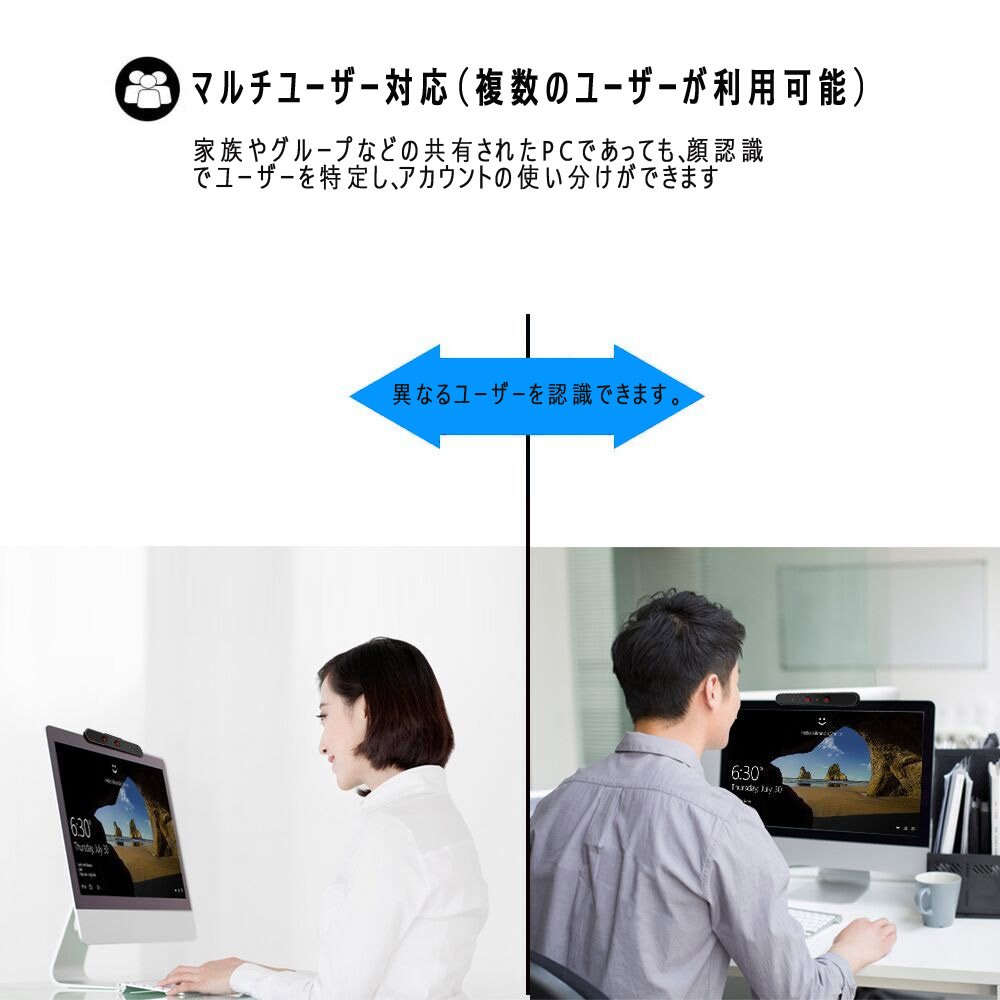 Amazon.co.jp: Kaysuda USB顔認証カメラ ウェブカメラ マイク内蔵型