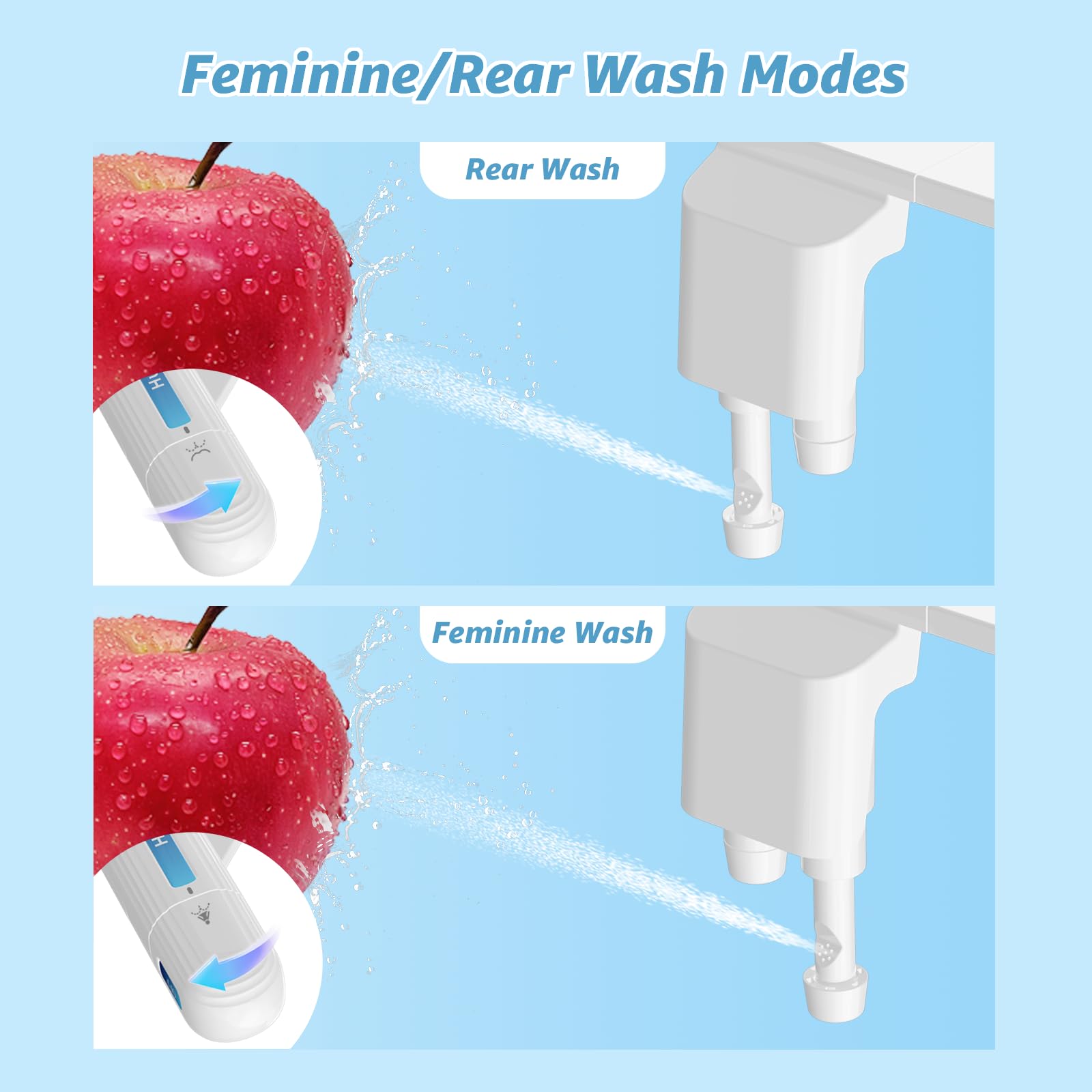 Ultra-Slim Bidet Attachment for Toilet Non-Electric Dual Nozzle Rear Feminine Wash Adjustable Fresh Cold Water Pressure Stainless Steel — view 2