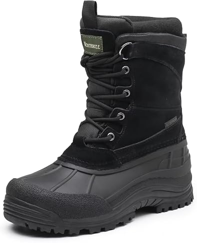 Mens Winter uggs are Waterproof, Non-Slip, Safe and Warm Outdoor Classic Suede, Detachable Lining, Non-Slip Rubber Outsole, Mid-Calf Height Boots