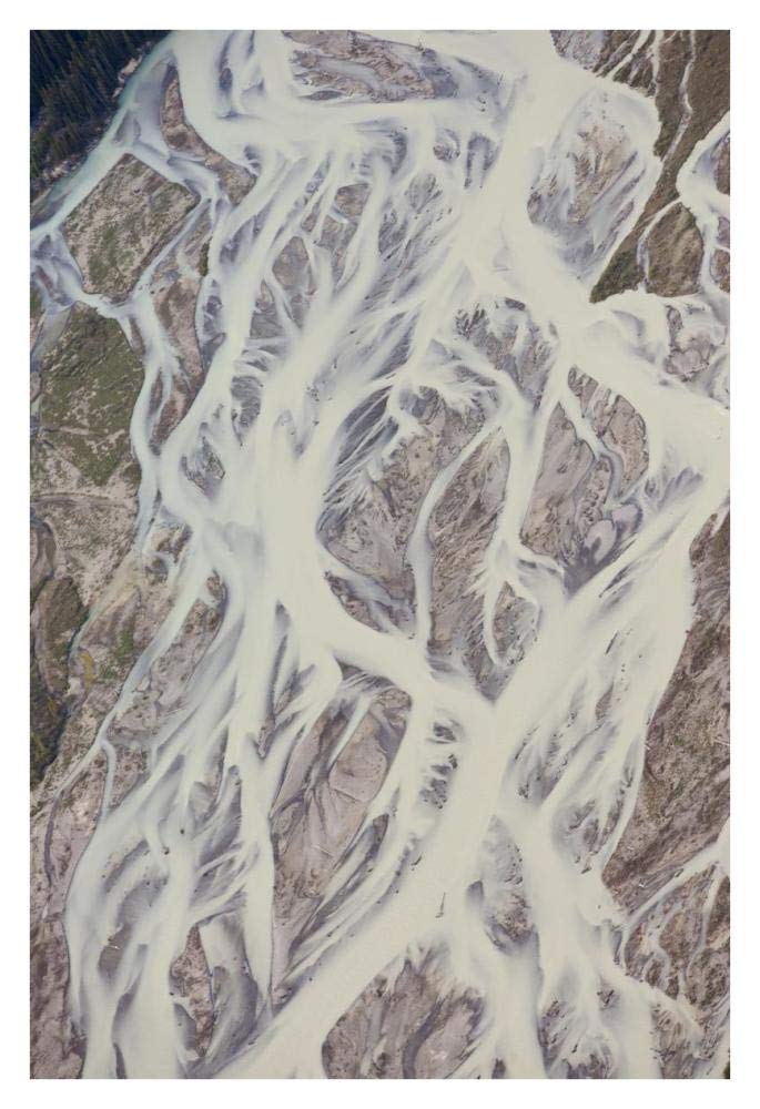 Artworks Italia Cline River que muestra sedimentación pesada y trenzado, Parque Nacional Jasper, Alberta, Canadá-Papel Art-66.0 cmx96.5 cm