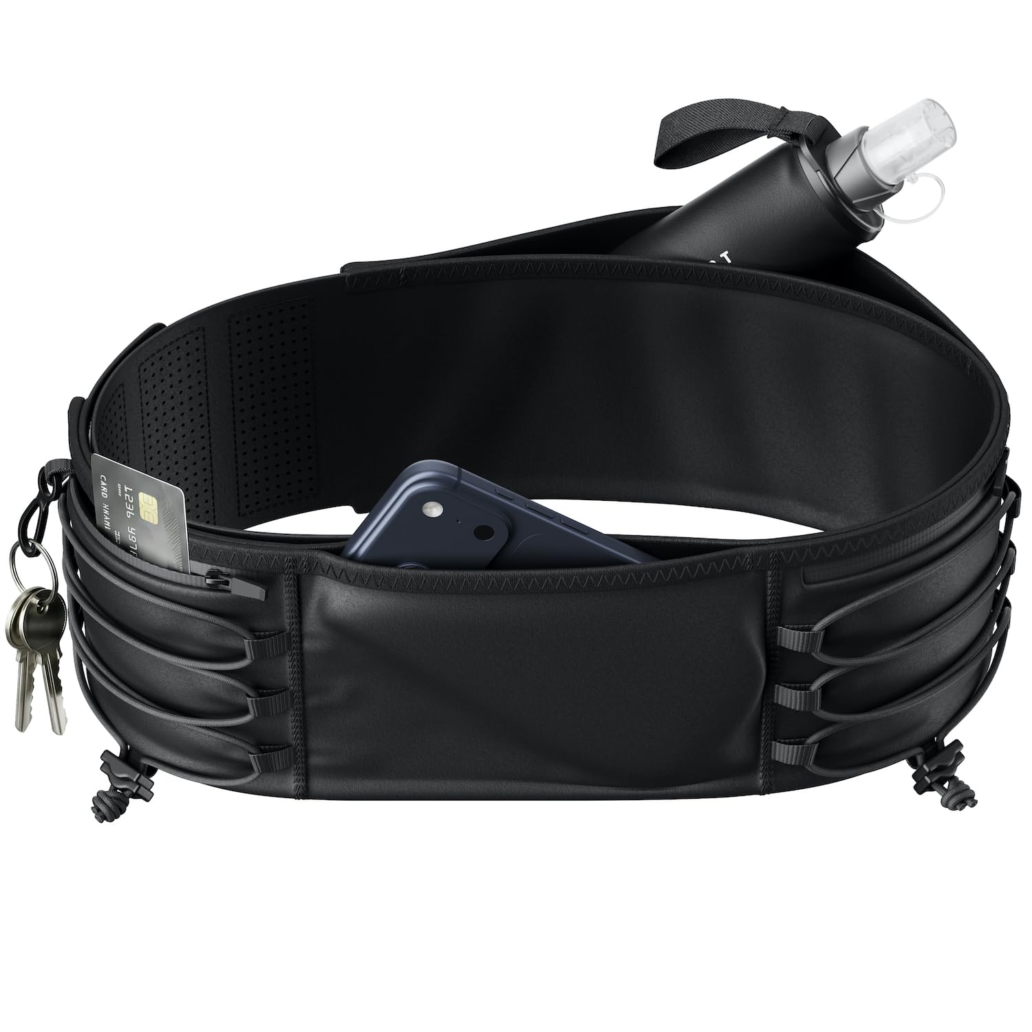 Shapeheart Ceinture de Sport Running avec Grande Poche Téléphone | Serrage anti-remontée | Rangement Intelligent | Ajustable Sur-Mesure | Unisexe | Tissu Stretch Respirant | Confortable