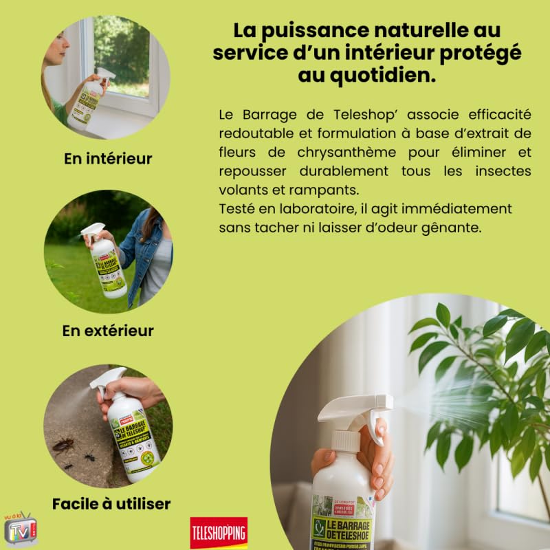 VENTEO - barrage aux insectes teleshopping - interieur & exterieur | Lot de 3 |spray fourmis - multi-insectes | anti pucerons plantes exterieur - barrage aux insectes pour Maison, jardin, piscine.