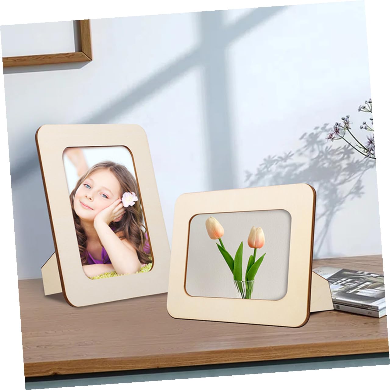 BESPORTBLE Cornice in Legno Fai da Te 12 Pezzi 6 Pollici per Foto da Esposizione e Decorazione Casa, Resistente e Stabile per Soggiorno, Camera e Scrivania