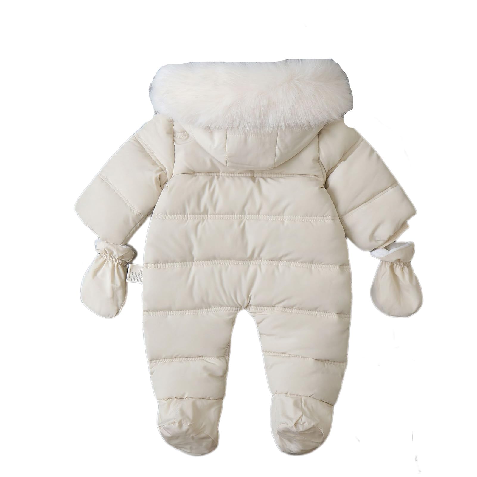 BRONG Bebé Invierno Traje de Esquiar Niño Lana Mameluco Encapuchado Mono Niña Cálido Cremallera Ropa de Calle con Guantes