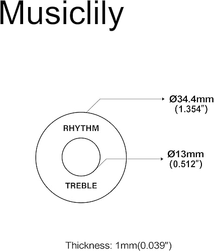 Miniatura 2 de Musiclily Placa autoadhesiva para interruptor de palanca de guitarra, anillo agudo, color crema con palabras doradas (juego de 2)