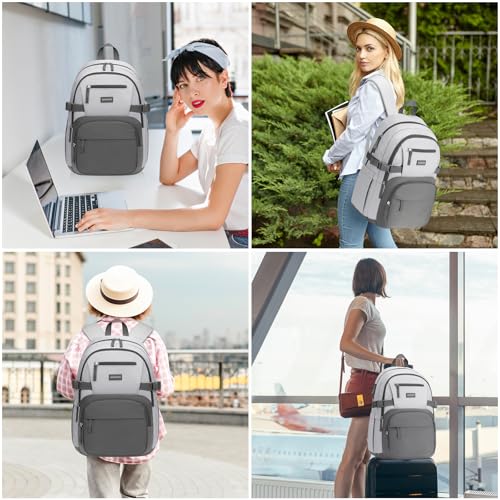 Image of WINDARS Backpack for School Girls, Cute High School Backpacks for Teens Women Student Large Bookbag 15.6 Inch Laptop Bag with USB Charger Port for College Work Travel Trip (Dark Grey & Light Grey)