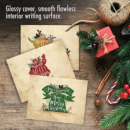 Image of The Best Card Company - 10 Blank Merry Christmas Note Cards (4 x 5.12 Inch) - Boxed Holiday Notecards with Envelopes - Holiday Knockout M6666XSB