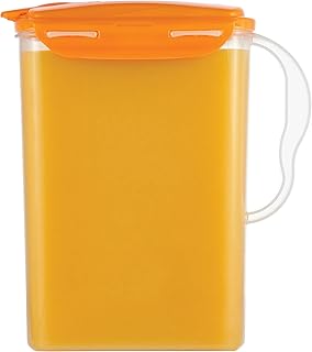 LocknLock Aqua Fridge Door Water Jug with Handle BPA Free Plastic Pitcher with Flip Top Lid Perfect for Making Teas and Juices, 3 Quarts, Orange