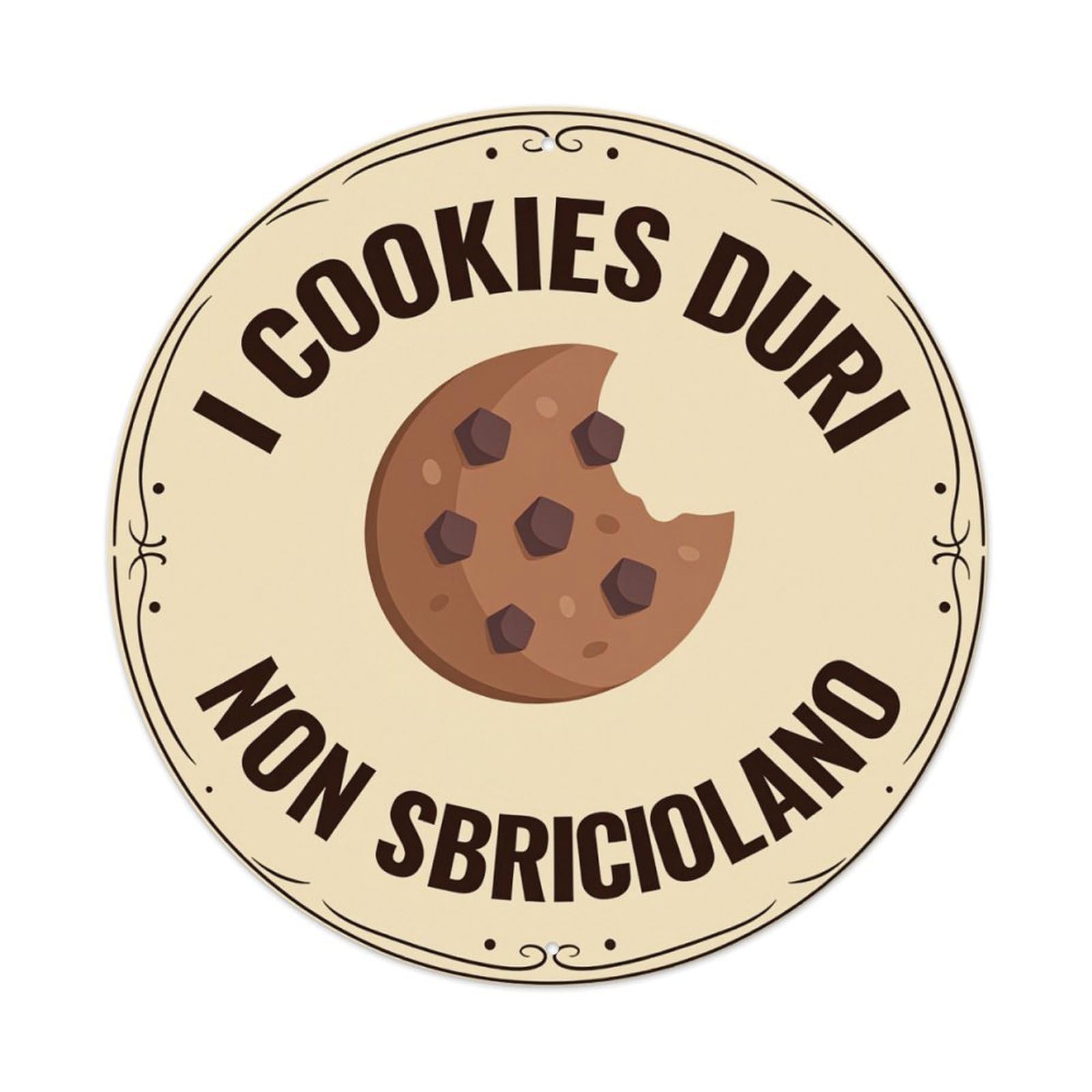 Lzwbntey Vintage Cookie With Chocolate Chips Metal Tin Sign Retro Wall Decor For Home Bar Garage Cafe, Indoor & Outdoor Decorative，Circle Metal Poster, 8X8 Inch