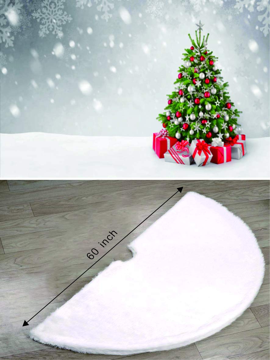 White Christmas Tree Skirt Fur White Furry Tree Skirt Large Christmas