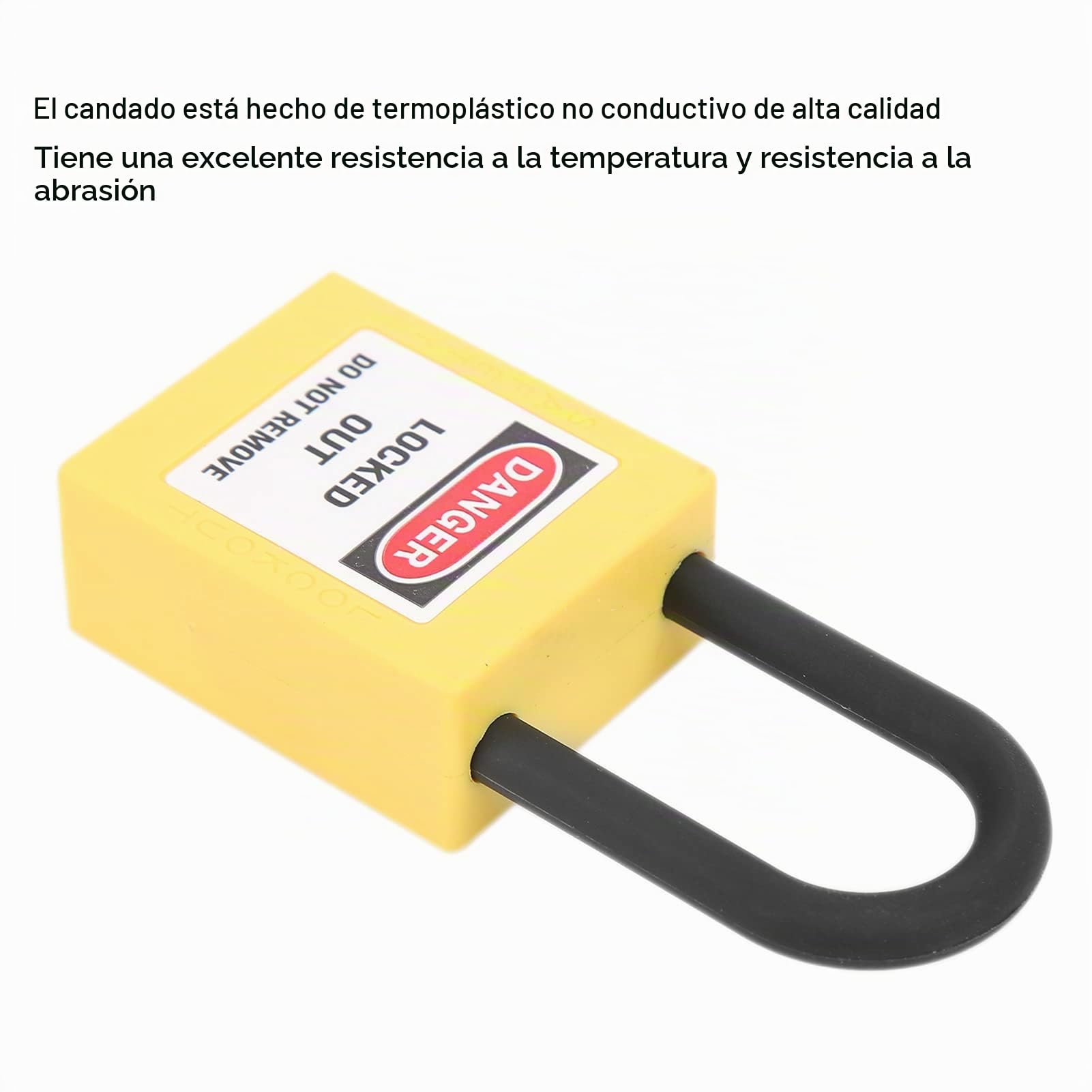 FILFEEL Candado de Bloqueo, candado de Seguridad de Nailon de 38 mm para sitios industriales, Juego de candados de Seguridad con 2 Llaves por candado, 10 Juegos(Amarillo)