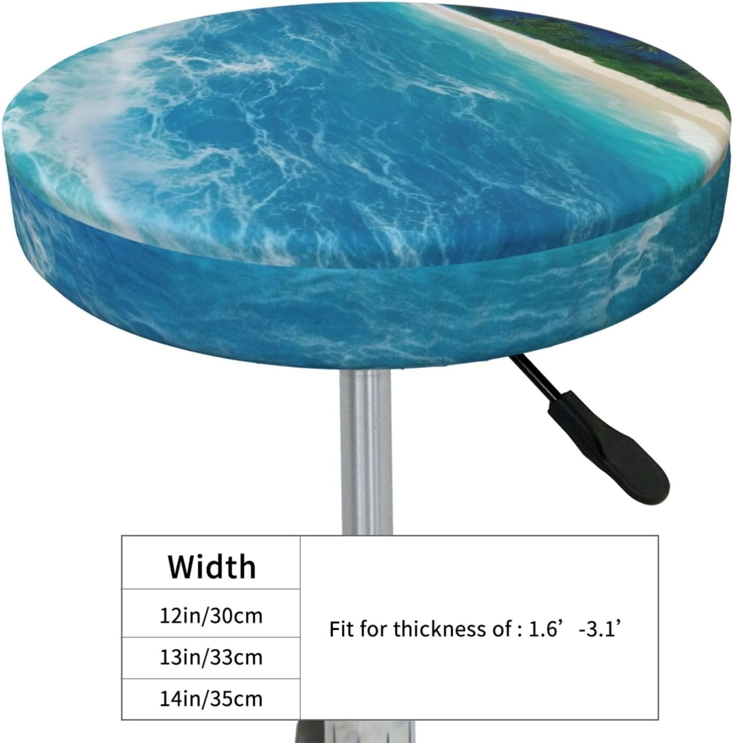 Bar Stool Cover Round Elastic Stool Cushion Covers Tropical Ocean Beach Theme Bar Chair Cover Washable Stool Cushion Slipcover Stretch Stool Seat Covers for 12-14 Inch Chair