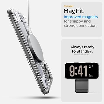 Spigen Apple iPhone 16 Pro Max ile Uyumlu ince MagSafe Kılıf Ultra Hybrid Sararmaya Dayanıklı DuraClear™ Hava Kanalı Teknolojisi™ Askeri Sınıf Koruma MagFit Zero One White Tasarım Kapak - ACS08005