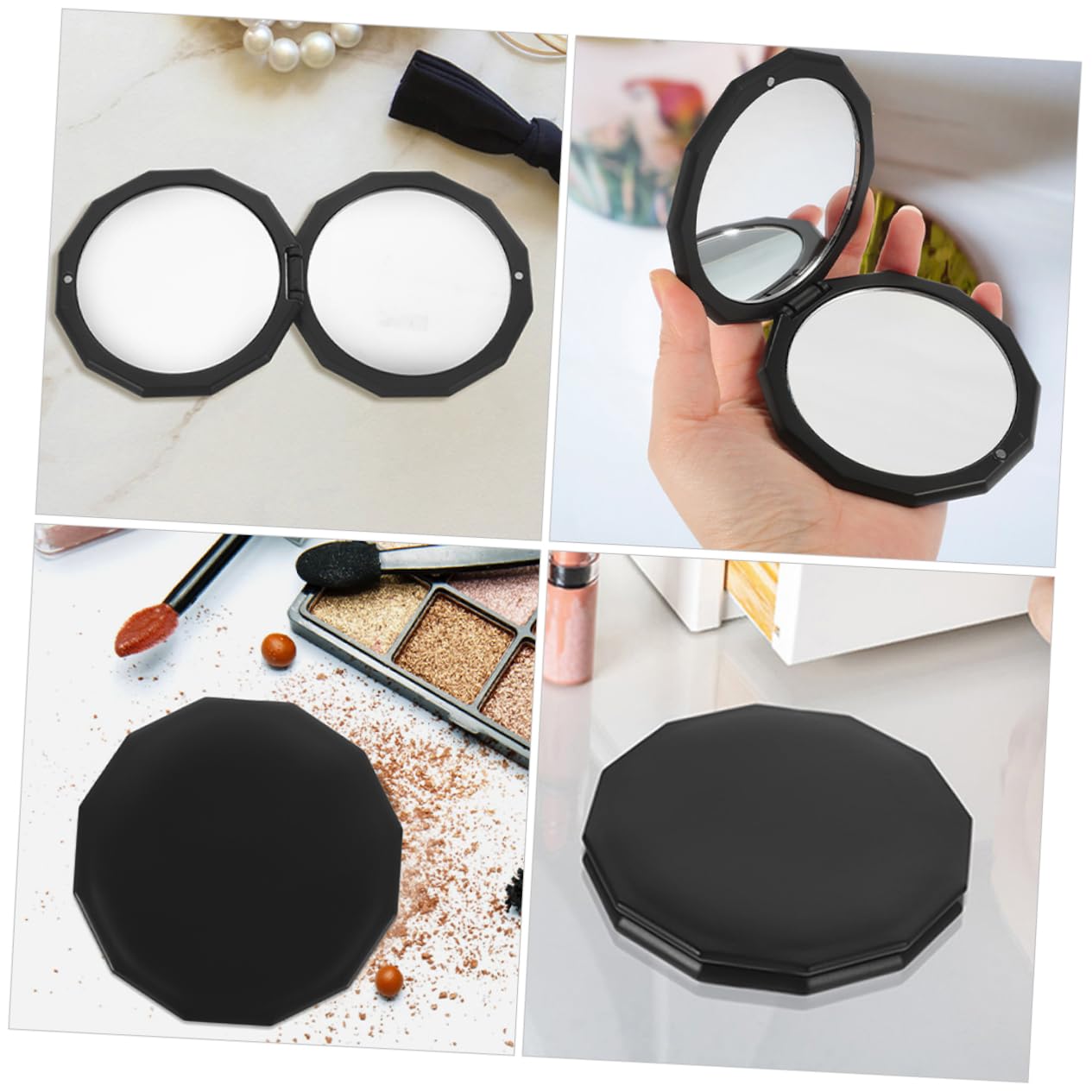 Healeved 3stücke Faltbarer Kosmetikspiegel Für Damen Tragbarer Vergrößerungsspiegel Für Reisen Und Unterwegs Kompakt Und Leicht Für Handtaschen Und Make-up-Taschen Fach Vergrößerung
