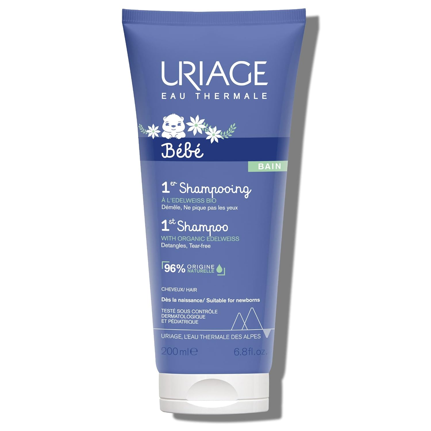 Uriage Baby 1St Shampoo With Organic Edelweiss, Leaves Hair Soft & Supple, Respects Balance Of Baby'S Scalp, Tear-Free, Soap-Free & Biodegradable Formula, 96% Igredients Of Natural Origin