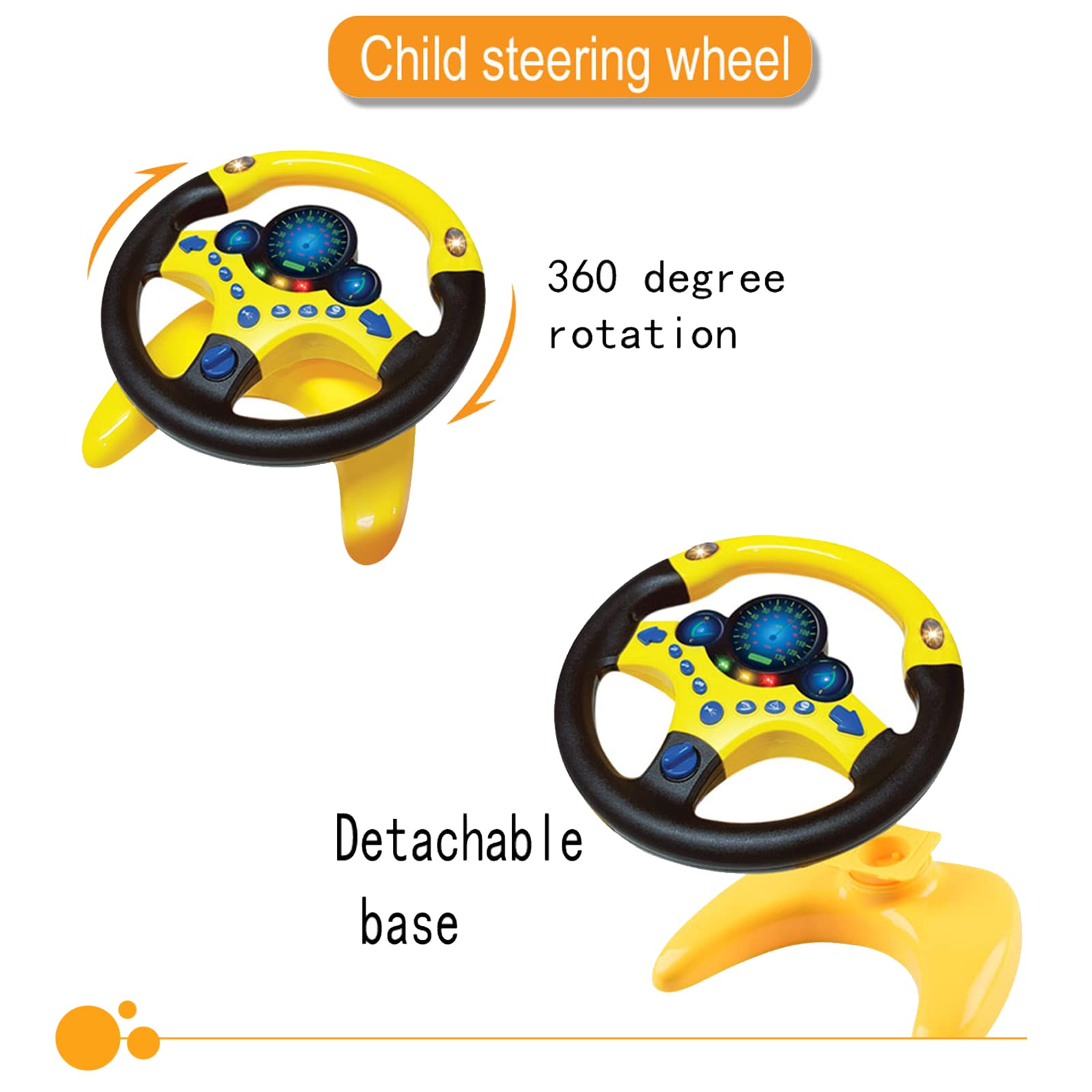 RedCrab Giocattolo del Volante per Bambini, 360° Rotazione Controller Portatile Simulato con Suono e Musica, Simulatore di Guida Regalo Educativo Precoce per Bambini Ragazzi e Ragazze (Nero)