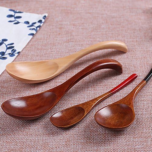 Amleso 曲がったハンドル木のスプーンライススープ道具調味料調味料のケータリング ブラウン13cm B086ml3pg9 635円