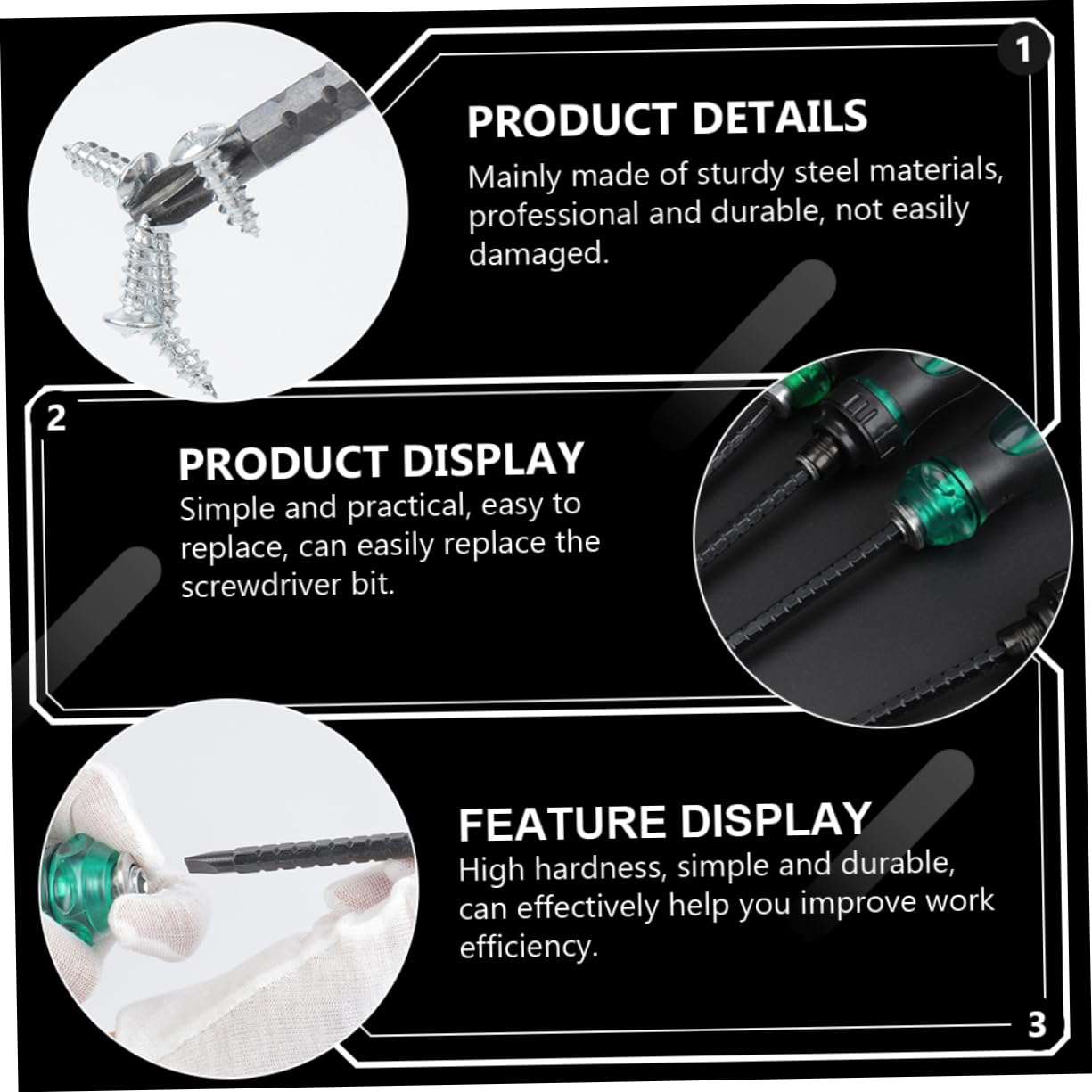 Operitacx 2 Set Cacciavite 2 in 1 Telescopico Cricchetto Testa Piatta Chiave Precisione Cacciaviti Antiscivolo Cacciavite Esagonale Manico in Pp Black 4 Pezzi*2