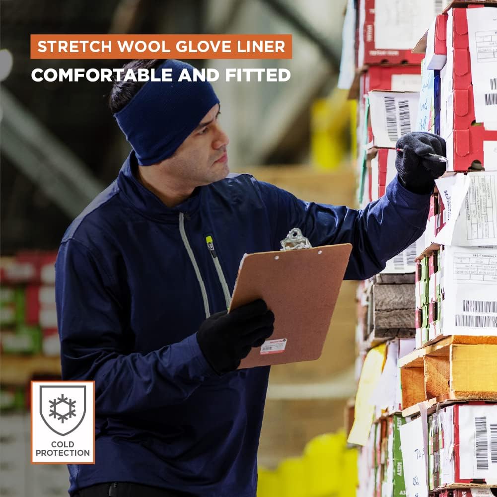 RefrigiWear Warm Stretch Fit Merino Wool Glove Liners - Image 2