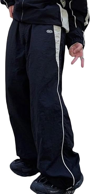 Men Track Pants Y2k Lightweight Baggy Sweatpants Harajuku Joggers Drawstring Cool Parachute Pants