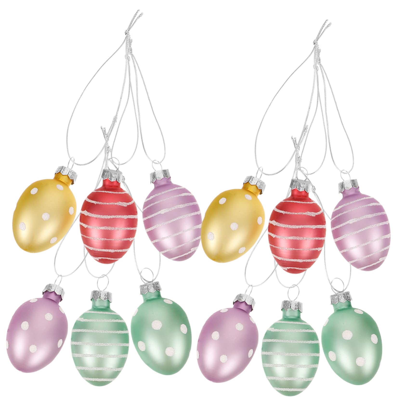 2 Sätze 2 Sets Glas Ei Anhänger Eiförmiger Baum Hängeschmuck Osterei Hängeornament Motto Dekoration Festival Themen Hänge Ei Ornamente Ostern 12 Stück * 2