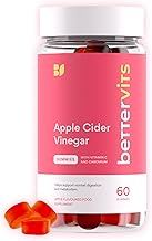 Bettervits Apple Cider Vinegar Gummies with Vitamin C & Chromium | Supports Energy, Metabolism & Digestive Health | Apple Cider Vinegar 1000 mg. - 60 Sugar Free ACV Gummies
