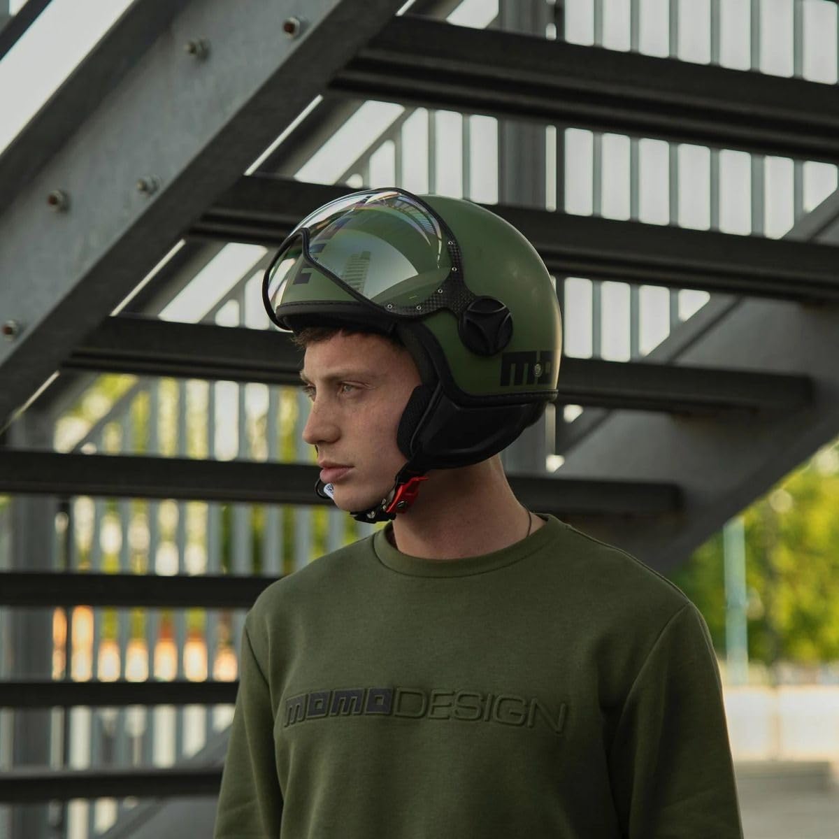 MOMO FGTR Classic ジェットヘルメット マットグリーン Lサイズ