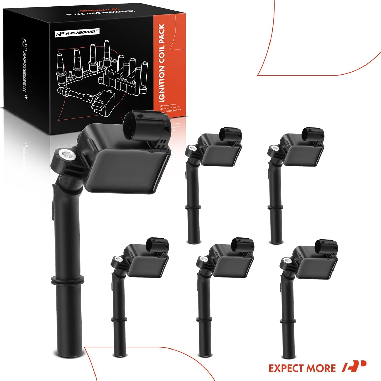 A-Premium Ignition Coil Pack Compatible with Mercedes-Benz C300 C350 E300 E350 E400 GLK350 ML350 R350 SLK350 CL63 AMG S600 6-PC