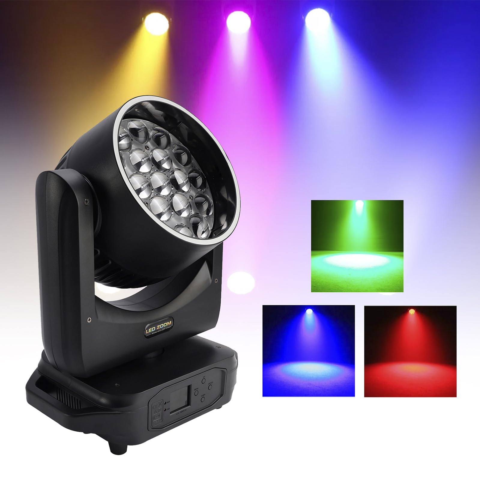 19x20W Zoom Moving Head Bühnenlicht RGBW DMX Beam Wash für DJ Disco Party mit 10°-60° Zoomwinkel,21/29CH DMX512,540°/270° Rotation,0-100% Dimmer,Strobe,LCD Display,EU Stecker